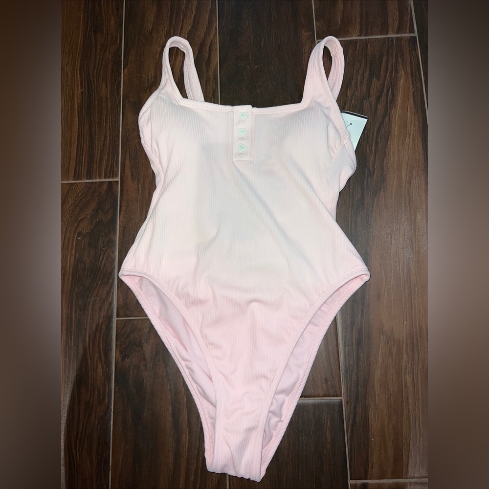 Stoney Clover Lane x Target Pink Ribbed Henley One Piece Swimsuit Size XS